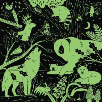 Mudpuppy - Erdei állatok - sötétben világít, 500 darabos - JátékManufaktúra