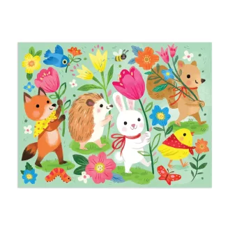 Mudpuppy - Tavaszi felvonulás vászonzsákban puzzle, 36 db - JátékManufaktúra