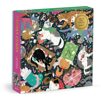 Galison - Karácsonyi cicák fóliás puzzle - 500 darab