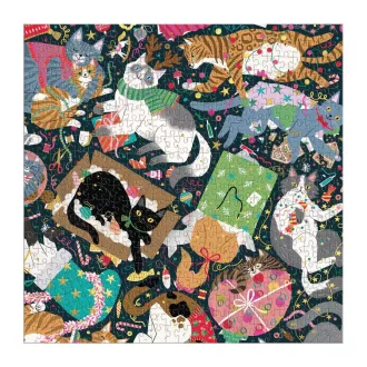 Galison - Karácsonyi cicák fóliás puzzle - 500 darab