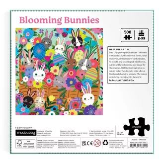   Mudpuppy Nyuszik a virágok között fóliás puzzle, 500 darabos