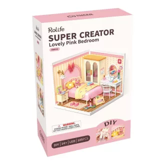 RoboTime - 3D fa miniatűr ház: Rózsaszín szoba - JátékManufaktúra