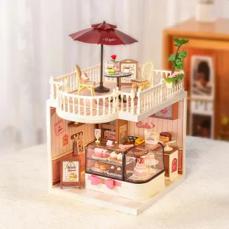 RoboTime - 3D fa bővítmény miniatűr házakhoz: Terasz napernyővel - JátékManufaktúra