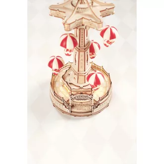 RoboTime - 3D zenedoboz puzzle: Színes ejtőernyős körhinta - JátékManufaktúra