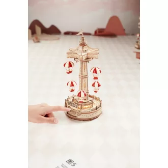 RoboTime - 3D zenedoboz puzzle: Színes ejtőernyős körhinta - JátékManufaktúra