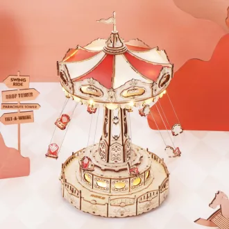 RoboTime - 3D zenedoboz puzzle: Színes láncos körhinta - JátékManufaktúra