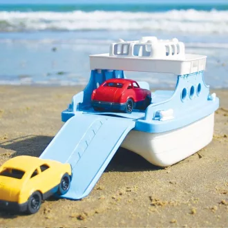 Green Toys - Kék-fehér komp kisautókkal - JátékManufaktúra