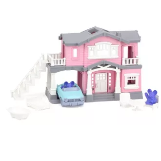 Green Toys - Rózsaszín ház 9 kiegészítővel - JátékManufaktúra