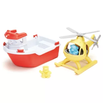 Green Toys - Mentőhajó helikopterrel - JátékManufaktúra