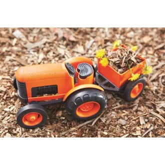 Green Toys - Traktor pótkocsival, narancssárga - JátékManufaktúra