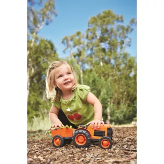 Green Toys - Traktor pótkocsival, narancssárga - JátékManufaktúra