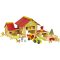 Jeujura - Fa építőjáték Nagy farm traktorral és állatokkal 220 db - JátékManufaktúra