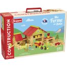 Jeujura - Fa építőjáték Nagy farm traktorral és állatokkal 220 db - JátékManufaktúra