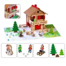 Jeujura - Fa építőjáték: Nagy alpesi faház (215 db) - JátékManufaktúra