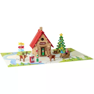 Jeujura - Fa építőjáték: Karácsonyi faház (90 db) - JátékManufaktúra