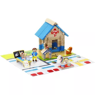 Jeujura - Fa építőjáték: Állatorvosi rendelő (60 db) - JátékManufaktúra