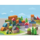 Jeujura - Fa építőkocka falu (40 db) - JátékManufaktúra