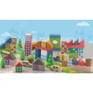 Jeujura - Fa építőkocka város (50 db) - JátékManufaktúra