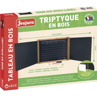 Jeujura - Háromszárnyú multifunkciós fa tábla, 156×43 cm, kiegészítőkkel - JátékManufaktúra