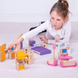 Bigjigs Toys - Fa bútor babaházhoz - JátékManufaktúra