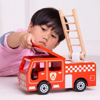Bigjigs Toys - Fa tűzoltóautó - JátékManufaktúra