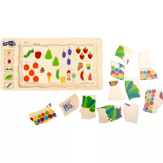 Small Foot - Beillesztős fa puzzle - Éhes hernyó - JátékManufaktúra