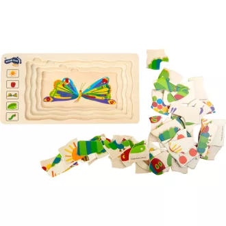Small Foot - Beillesztős fa puzzle - Éhes hernyó - JátékManufaktúra