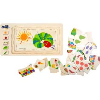 Small Foot - Beillesztős fa puzzle - Éhes hernyó - JátékManufaktúra