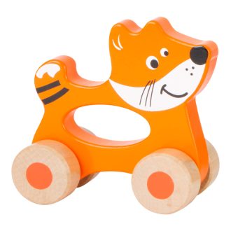 Small Foot - Fa kézbe illő gurulós állat - róka - JátékManufaktúra