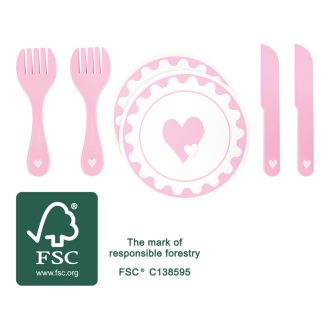 Small Foot - Tányérkészlet evőeszközökkel - Szív - JátékManufaktúra.hu