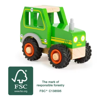 Small Foot - Fa traktor - zöld - JátékManufaktúra