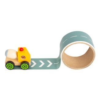 Small Foot - Építőgép út elemmel 1 db sárga - JátékManufaktúra