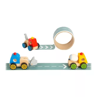Small Foot - Építőgép út elemmel 1 db - JátékManufaktúra