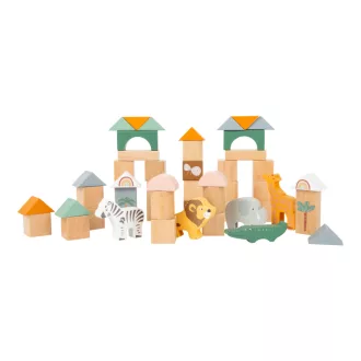 Small Foot - Fa építőkockák - Szafari (50 db) - JátékManufaktúra