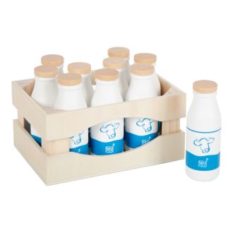 Small Foot - Fa rekesz tejesüvegekkel - Fresh - JátékManufaktúra