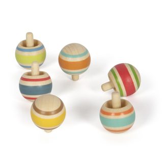 Small Foot - Fa pörgettyű csíkos 1 db - JátékManufaktúra