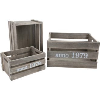 Small Foot - Fa tároló ládák szürke - JátékManufaktúra