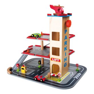 Small Foot - Fa parkoló gyors lejtővel - JátékManufaktúra