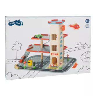 Small Foot - Fa parkoló gyors lejtővel - JátékManufaktúra