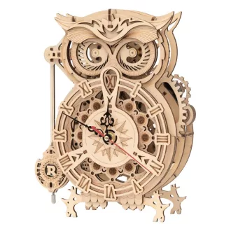 RoboTime - 3D fa puzzle: Bagoly alakú óra - JátékManufaktúra