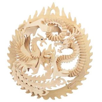 Woodcraft Drevené 3D puzzle Fénix a drak