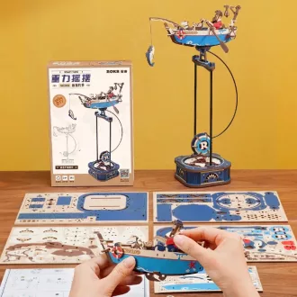 RoboTime - 3D mechanikus készlet, Halászhajó inga-mechanizmussal - JátékManufaktúra