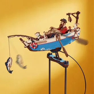 RoboTime - 3D mechanikus készlet, Halászhajó inga-mechanizmussal - JátékManufaktúra