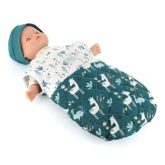Petitcollin Zöld-fehér hálózsák (36-40 cm-es babához) - JátékManufaktúra