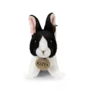 Rappa - Plüss nyúl, ülő, fehér-fekete 16 cm, ECO-FRIENDLY - JátékManufaktúra