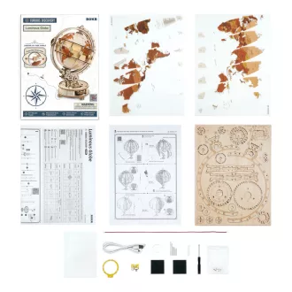 RoboTime - 3D fa puzzle: Világító földgömb - JátékManufaktúra
