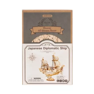 RoboTime - 3D fa puzzle: Japán vitorlás hajó - JátékManufaktúra