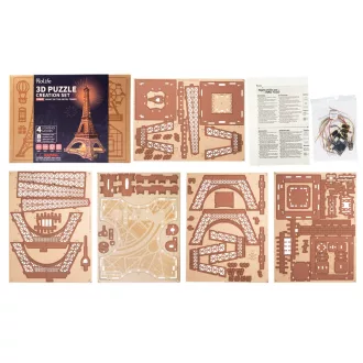 RoboTime - 3D fa puzzle: Eiffel-torony (Night Shining) - JátékManufaktúra