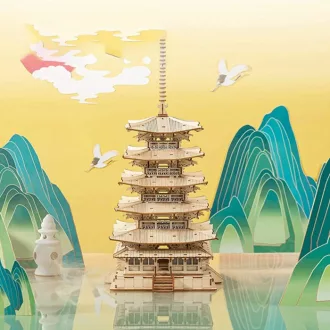 RoboTime - 3D fa puzzle: Ötemeletes pagoda - JátékManufaktúra