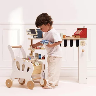 Le Toy Van - Fa pénztárgép pénzzel, piros - JátékManufaktúra